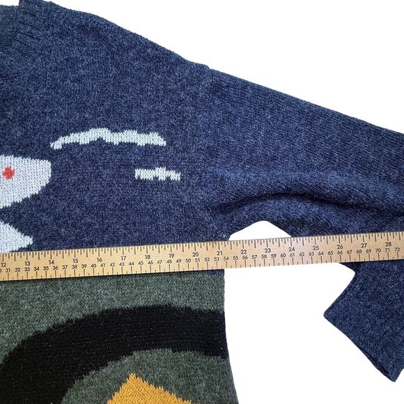 Vintage Henry Grethel Hey Henry Landscape Sweater Plane Trees Medium 90s Knit - Picture 5 of 7